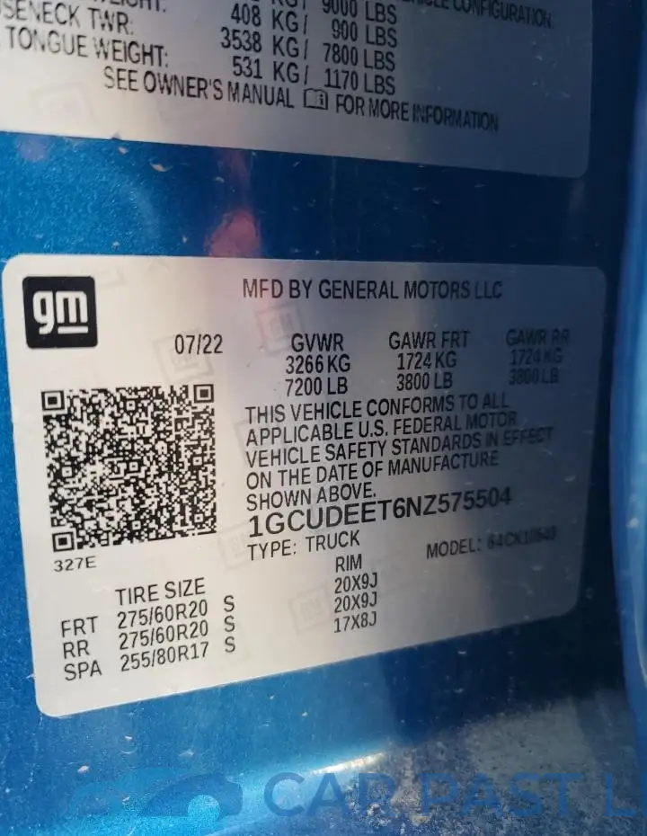 1GCUDEET6NZ575504# 12