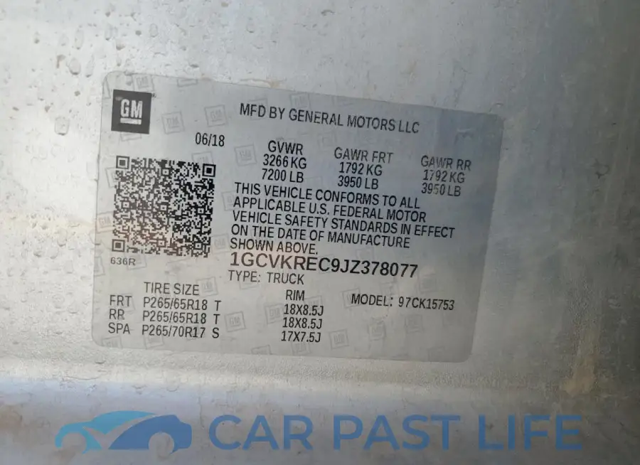 1GCVKREC9JZ378077# 12