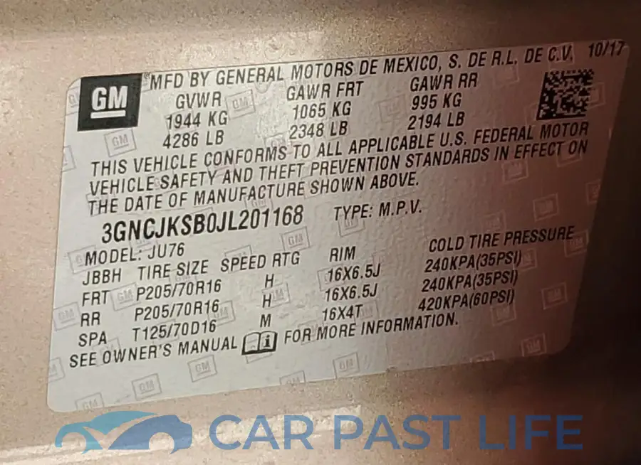 3GNCJKSB0JL201168# 13