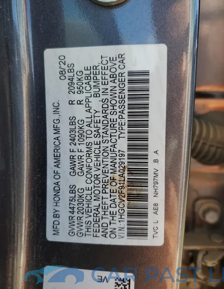 1HGCV2F91LA029197# 12