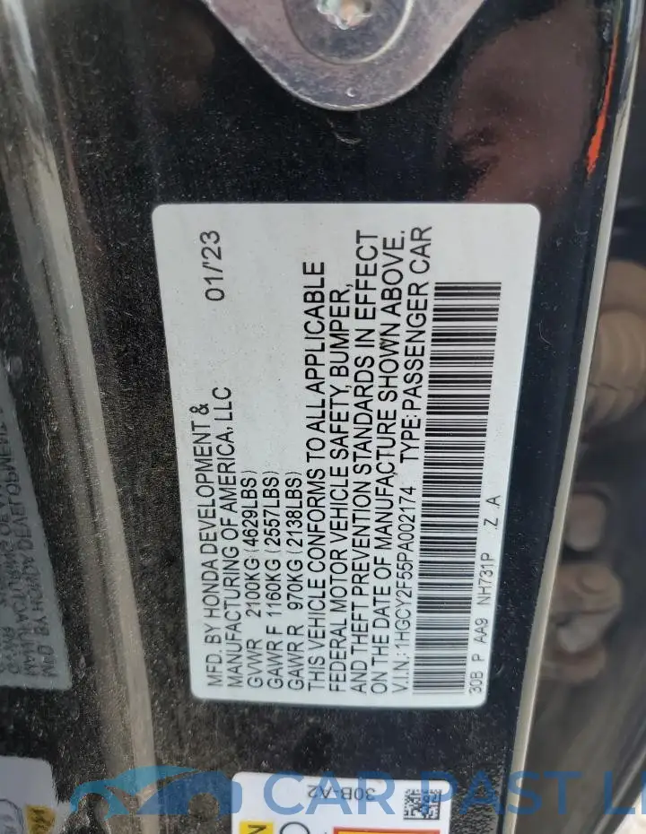 1HGCY2F55PA002174# 12