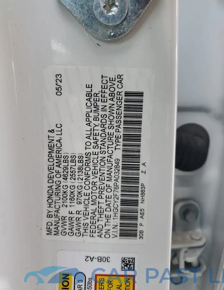 1HGCY2F76PA032849# 13