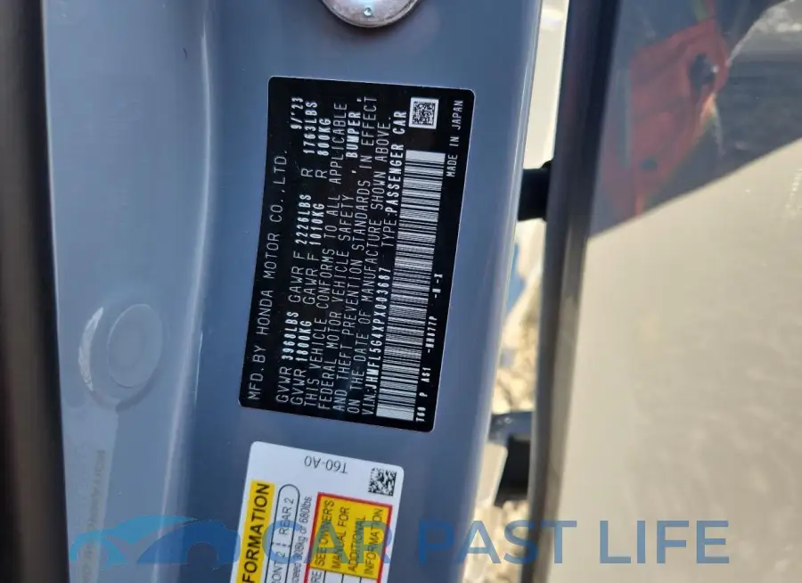 JHMFL5G4XPX003687# 12