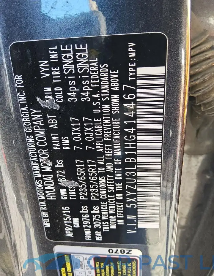 5XYZU3LB1HG414467# 13