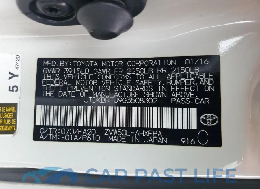 JTDKBRFU9G3508302# 13