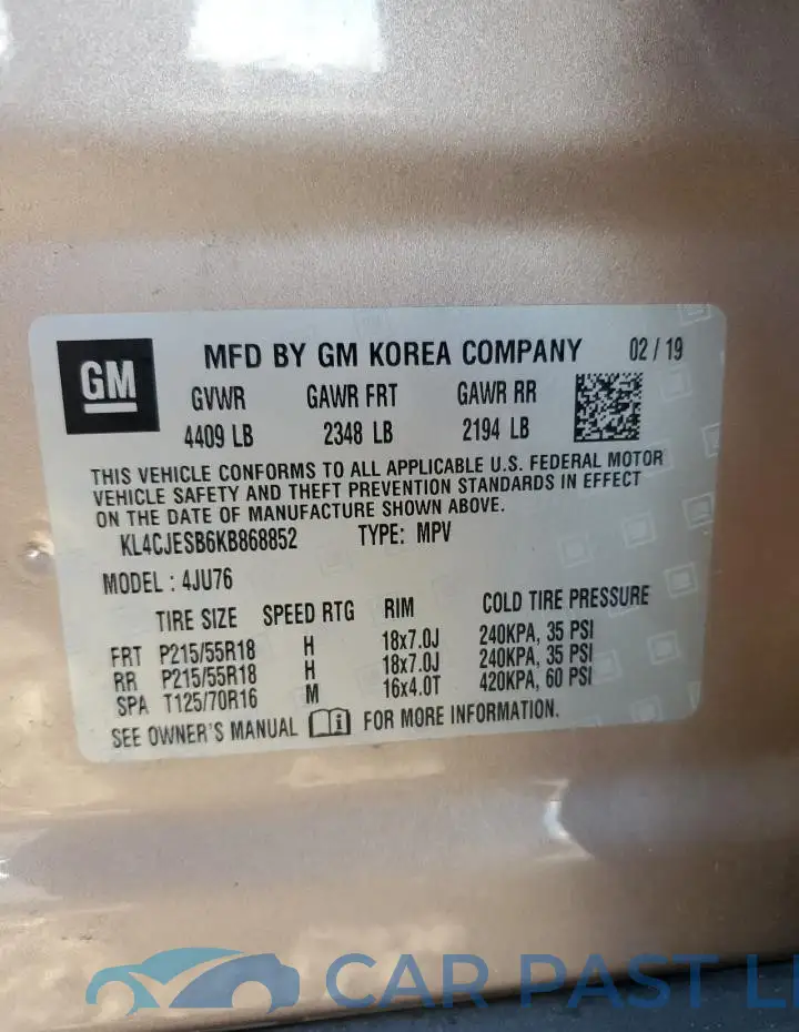 KL4CJESB6KB868852# 13