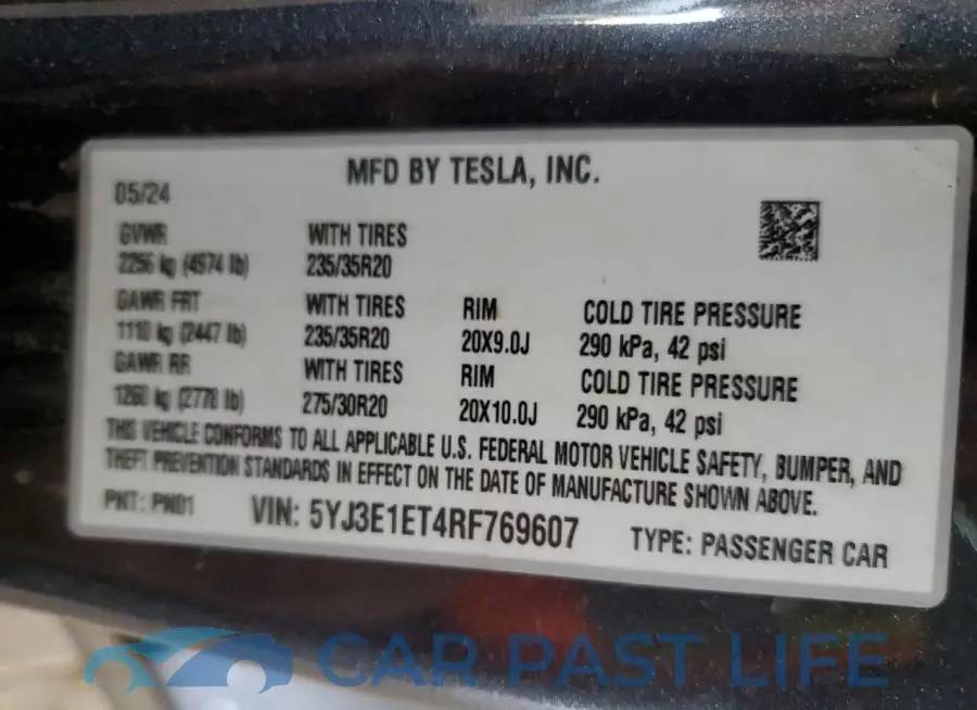 5YJ3E1ET4RF769607# 12
