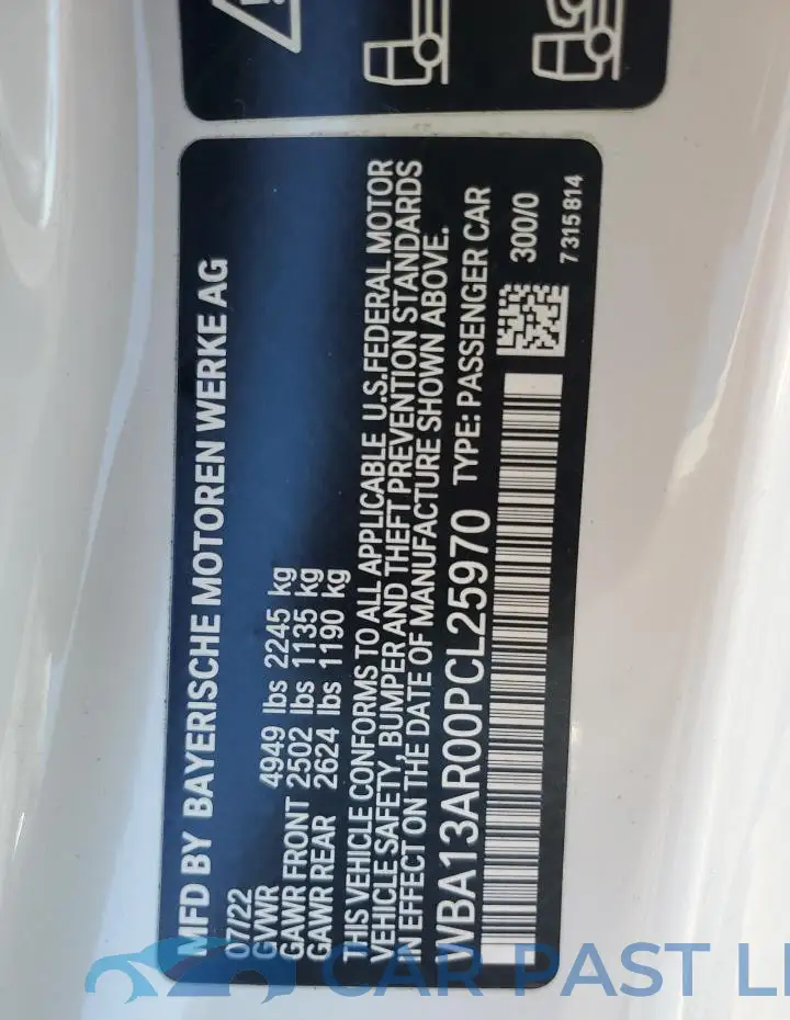 WBA13AR00PCL25970# 13