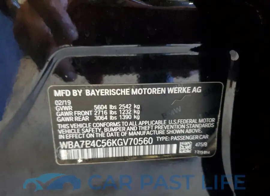WBA7E4C56KGV70560# 12