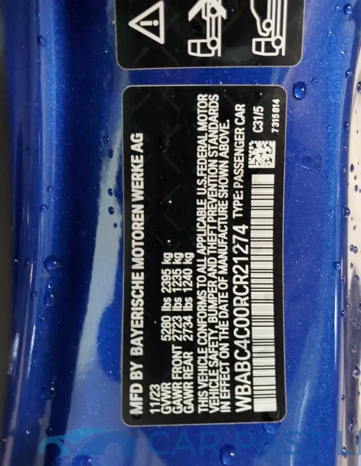WBABC4C00RCR21274# 12