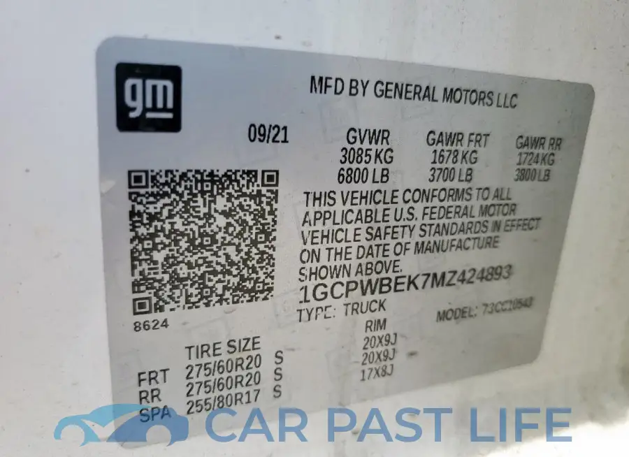 1GCPWBEK7MZ424893# 12