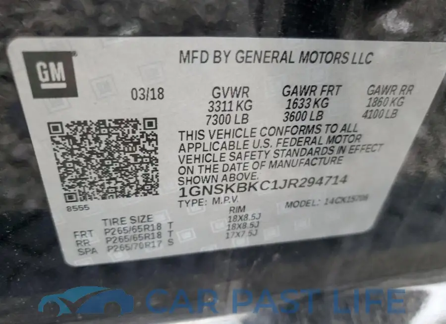 1GNSKBKC1JR294714# 12