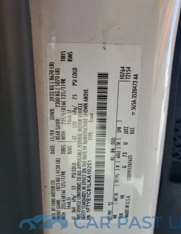 1FTYE1C81LKA10251# 13