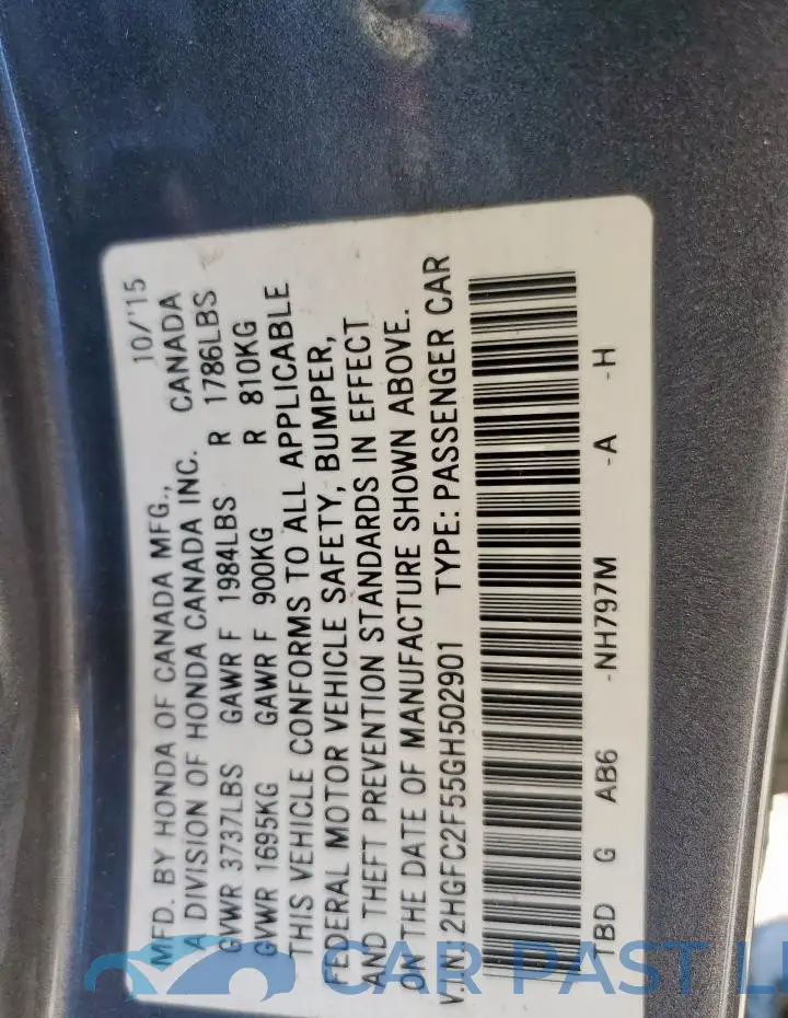 2HGFC2F55GH502901# 13