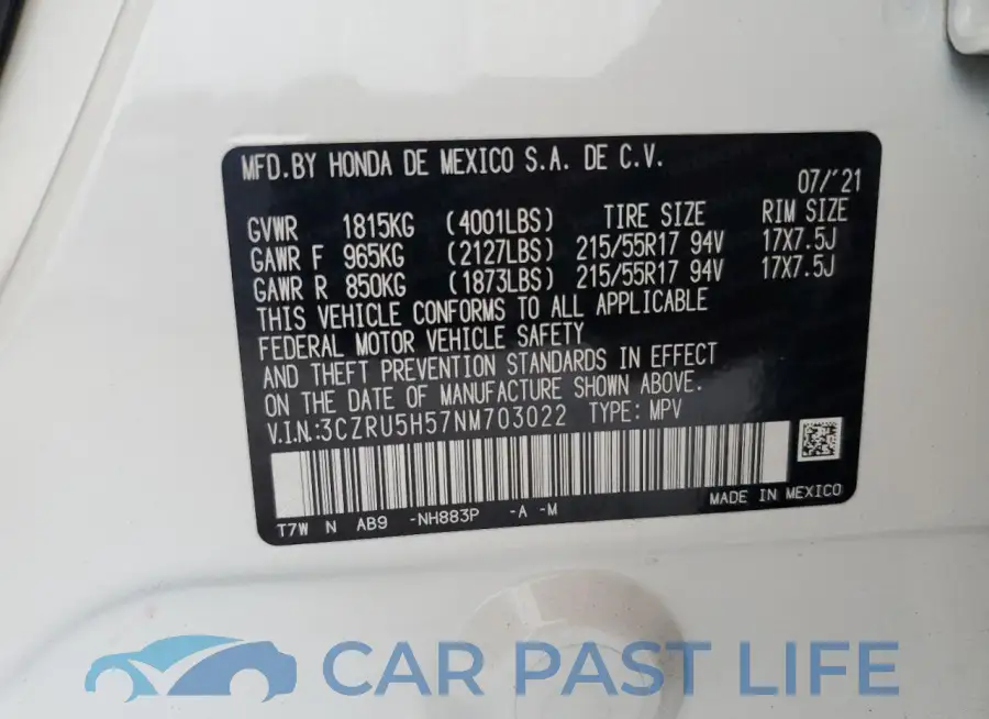 3CZRU5H57NM703022# 13