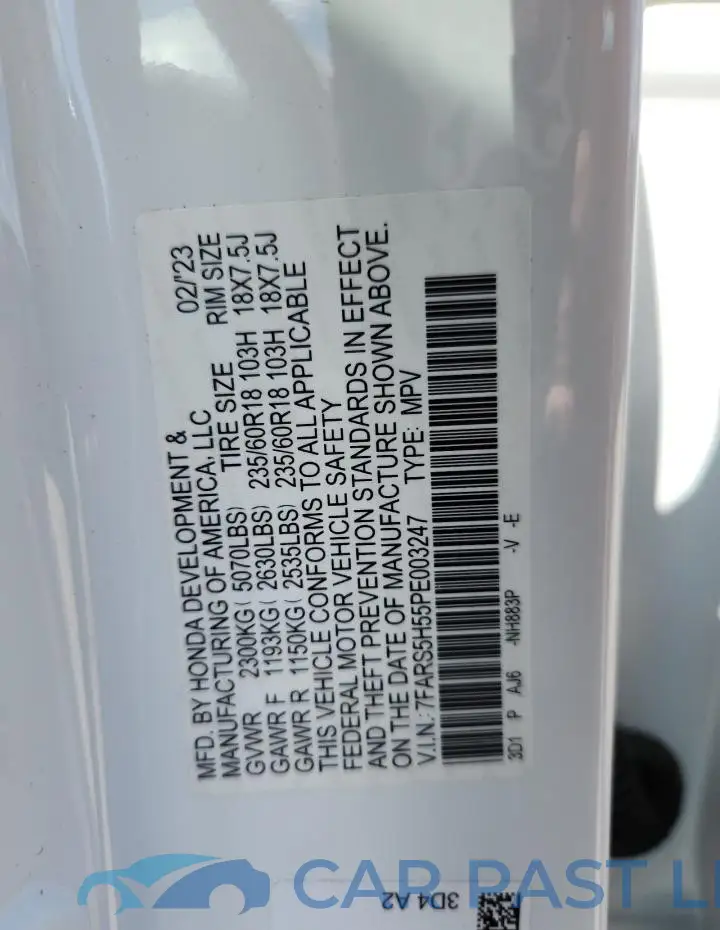 7FARS5H55PE003247# 12