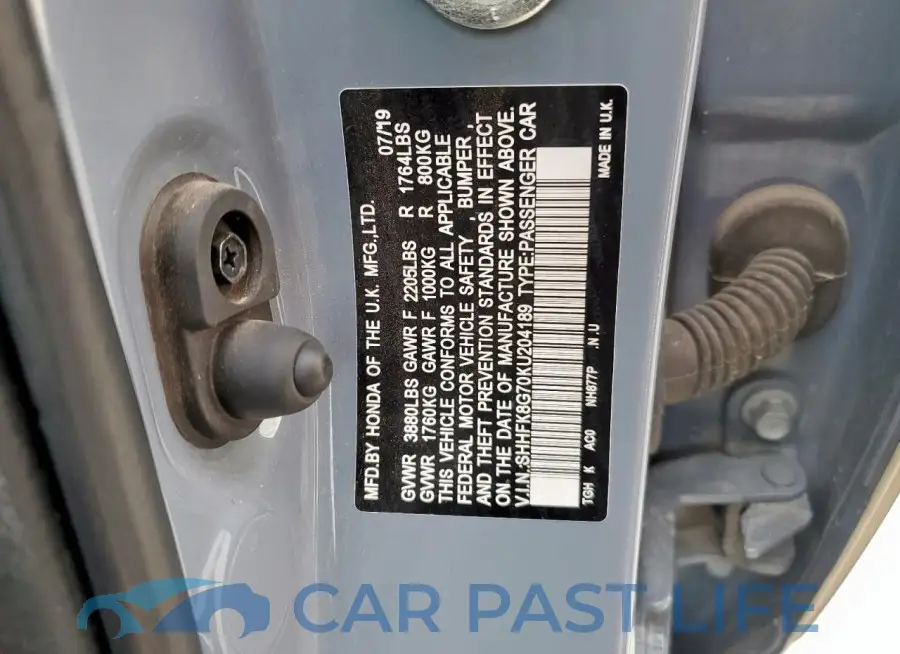 SHHFK8G70KU204189# 12