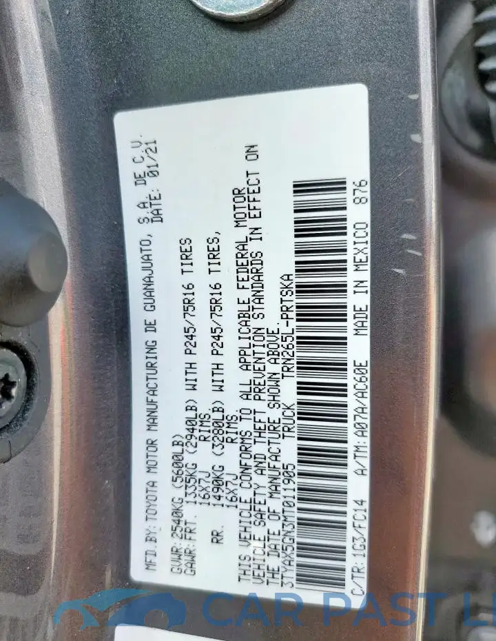 3TYAX5GN3MT011905# 12
