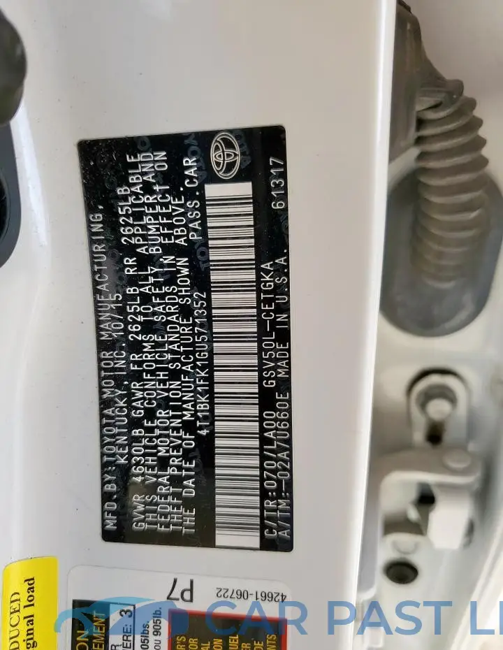 4T1BK1FK1GU571352# 12