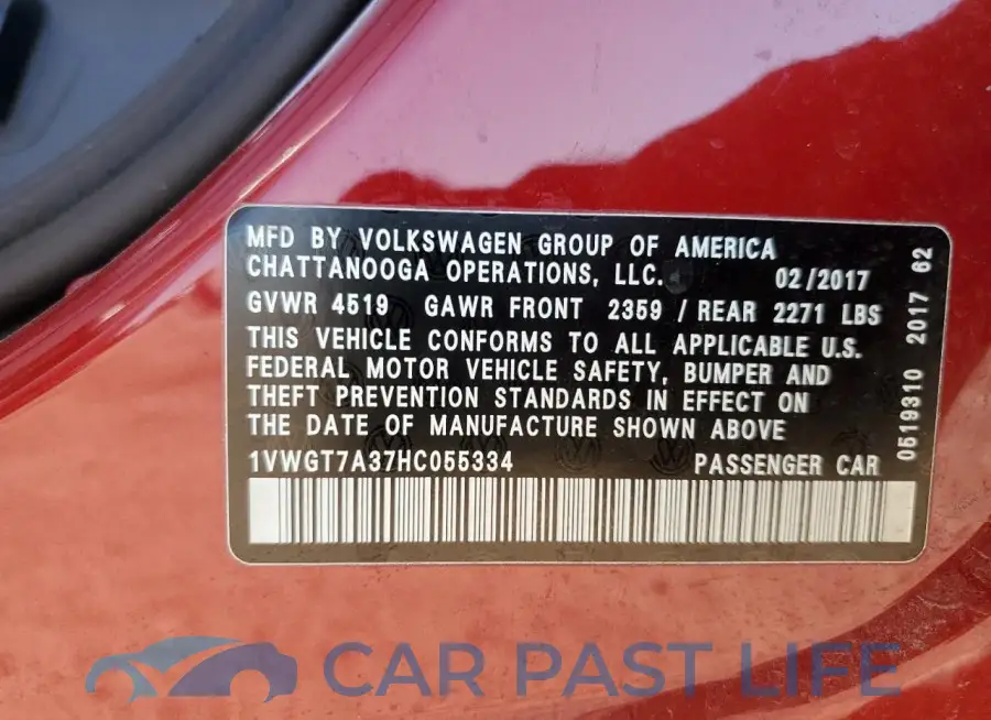 1VWGT7A37HC055334# 12