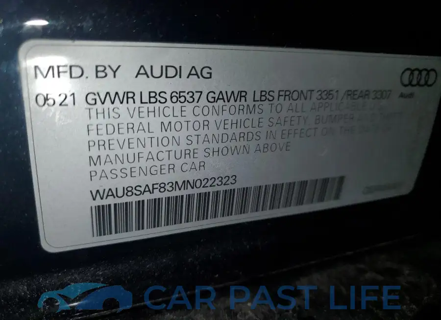WAU8SAF83MN022323# 12