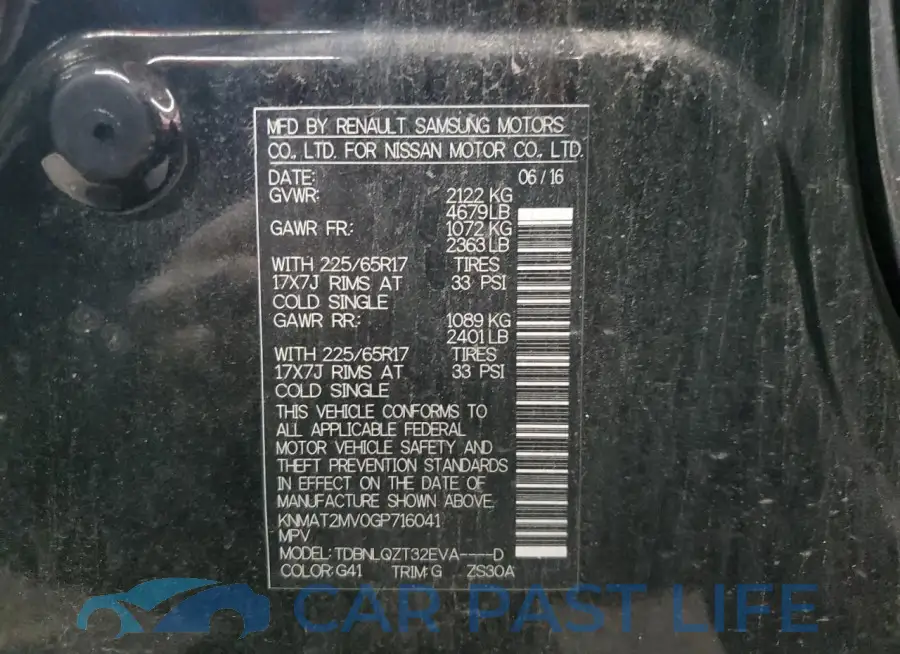 KNMAT2MV0GP716041# 13