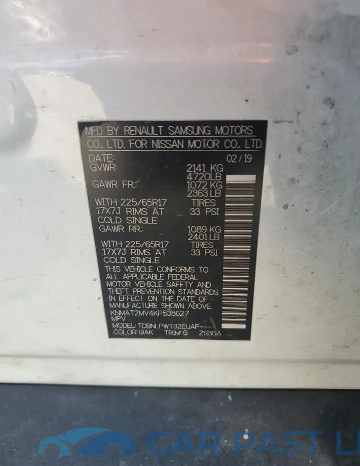 KNMAT2MV4KP538627# 13