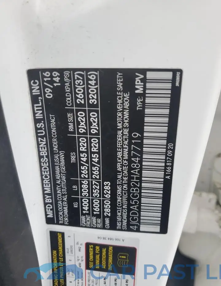 4JGDA5GB2HA847719# 13