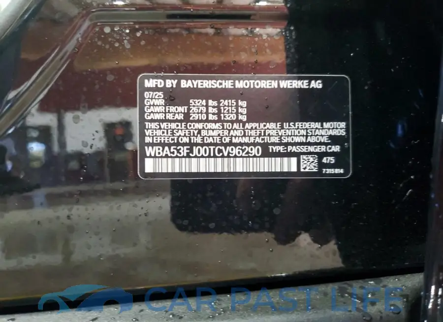 WBA53FJ00TCV96290# 13