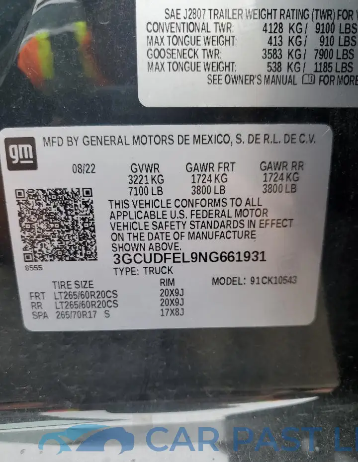 3GCUDFEL9NG661931# 12