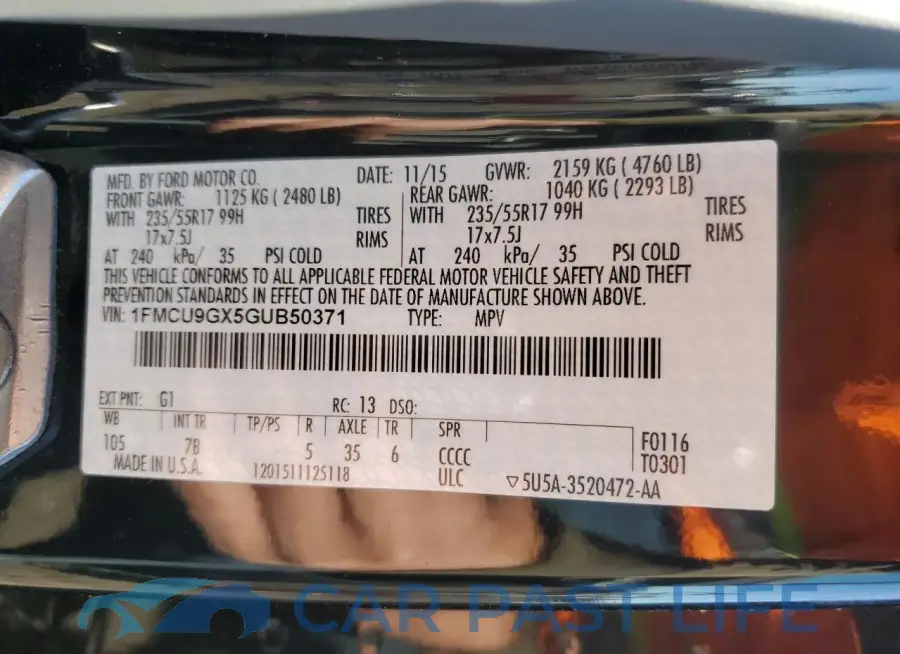 1FMCU9GX5GUB50371# 13