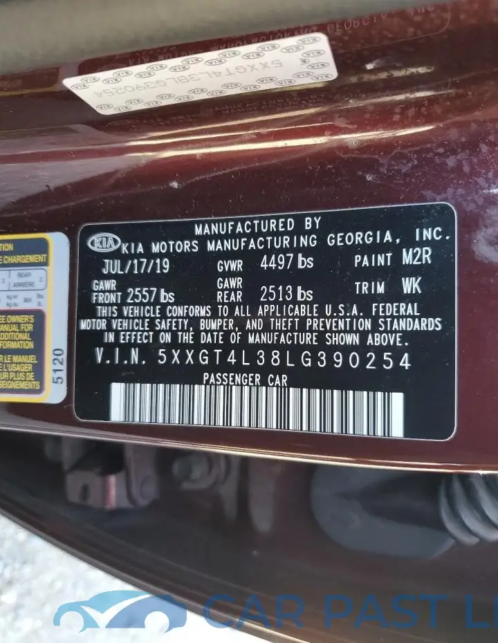 5XXGT4L38LG390254# 12