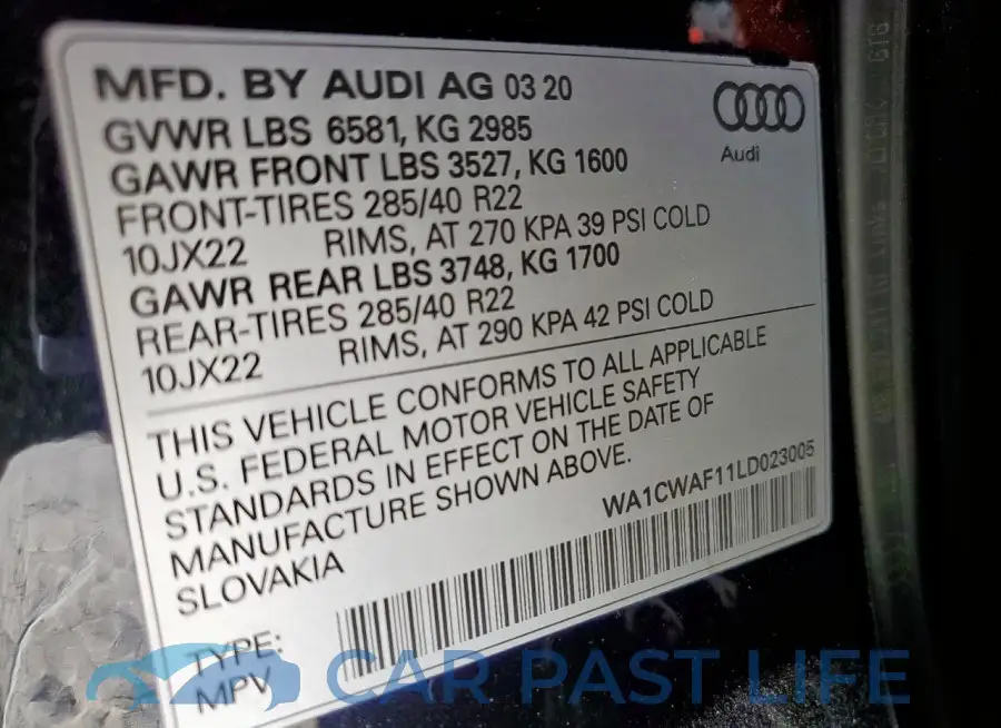 WA1CWAF11LD023005# 14
