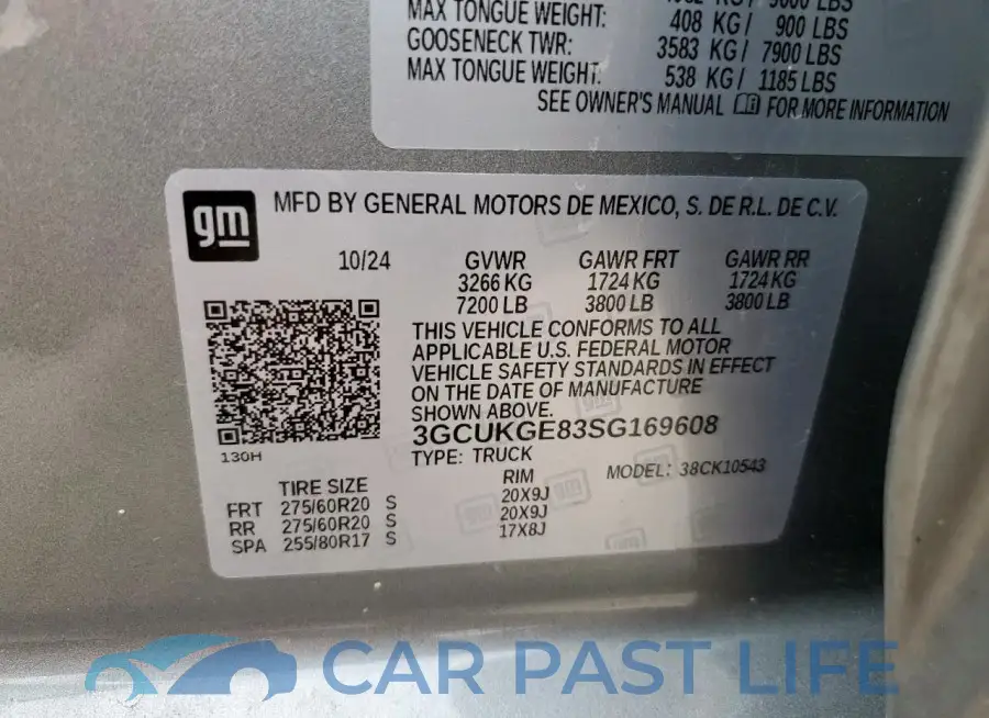 3GCUKGE83SG169608# 12