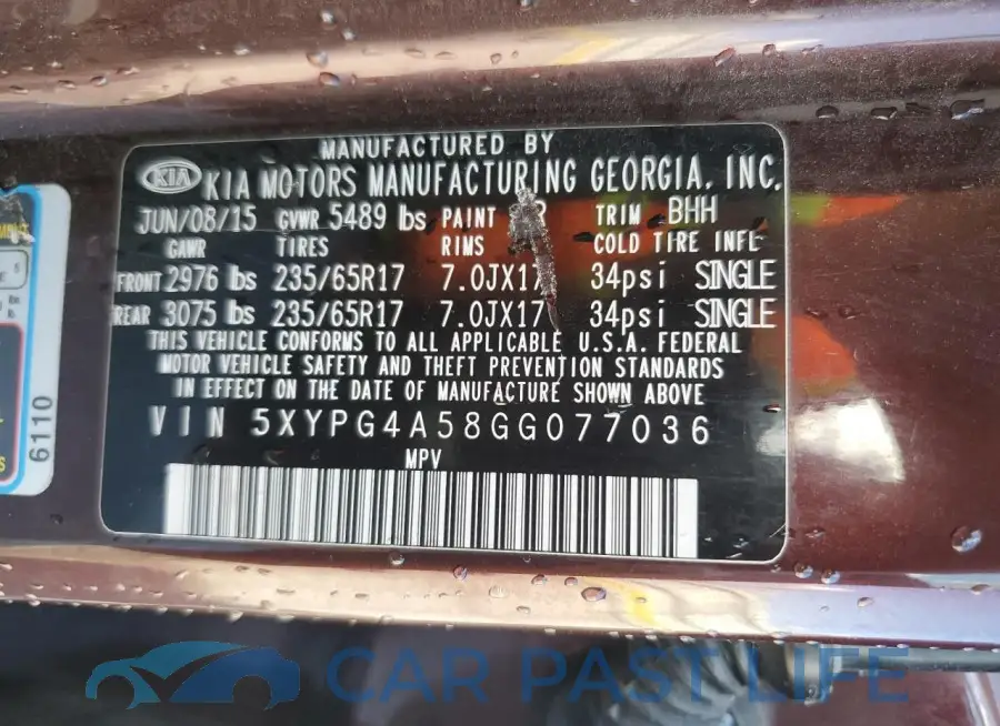 5XYPG4A58GG077036# 14