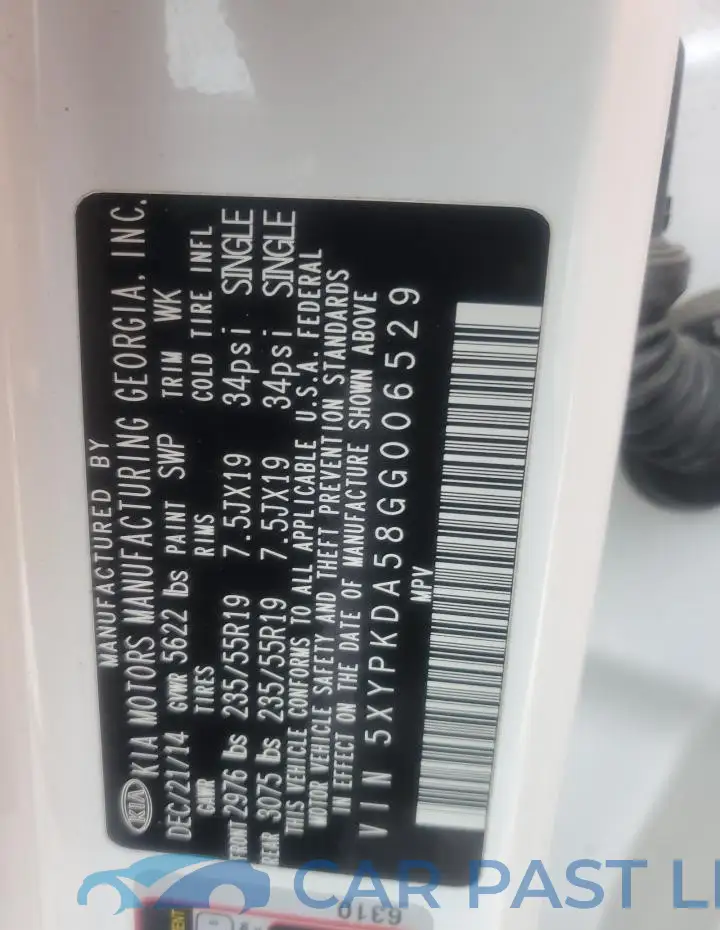 5XYPKDA58GG006529# 13