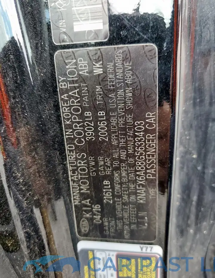 KNAFX6A88G5633403# 13