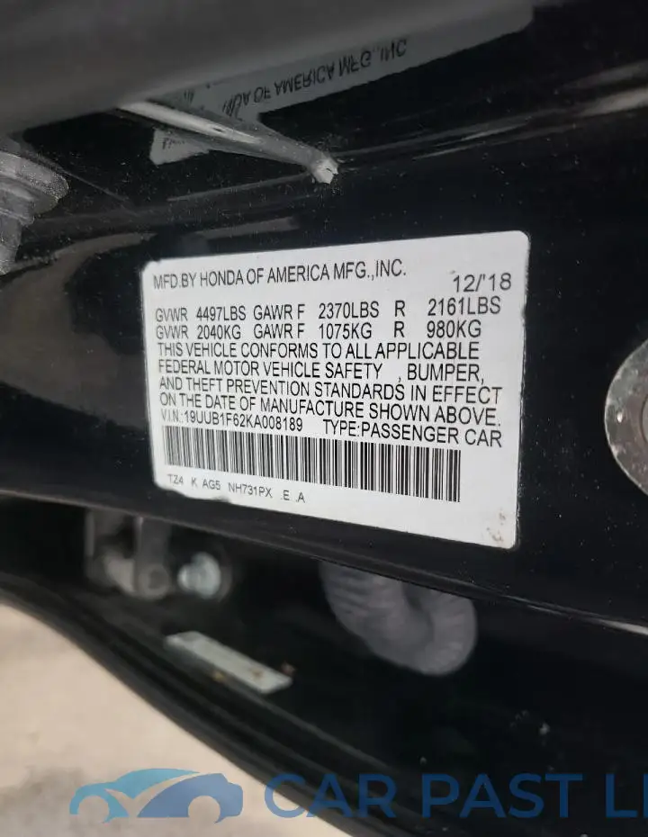 19UUB1F62KA008189# 12