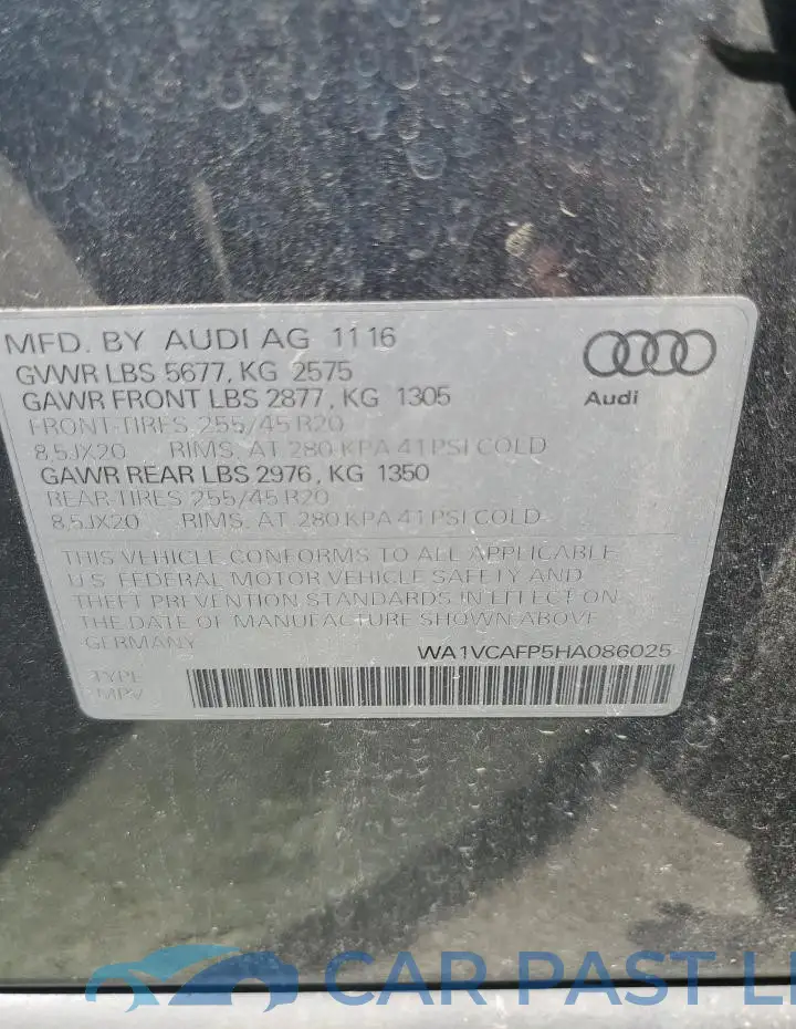 WA1VCAFP5HA086025# 13
