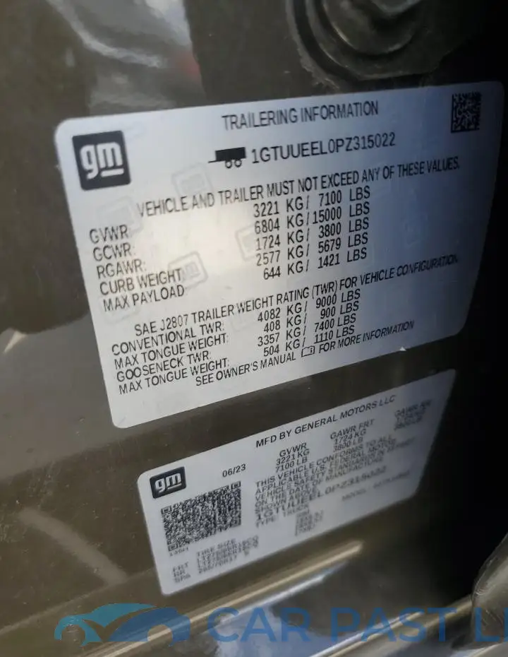 1GTUUEEL0PZ315022# 12