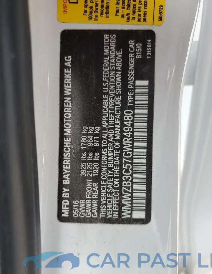 WMWZB3C57GWR49480# 12
