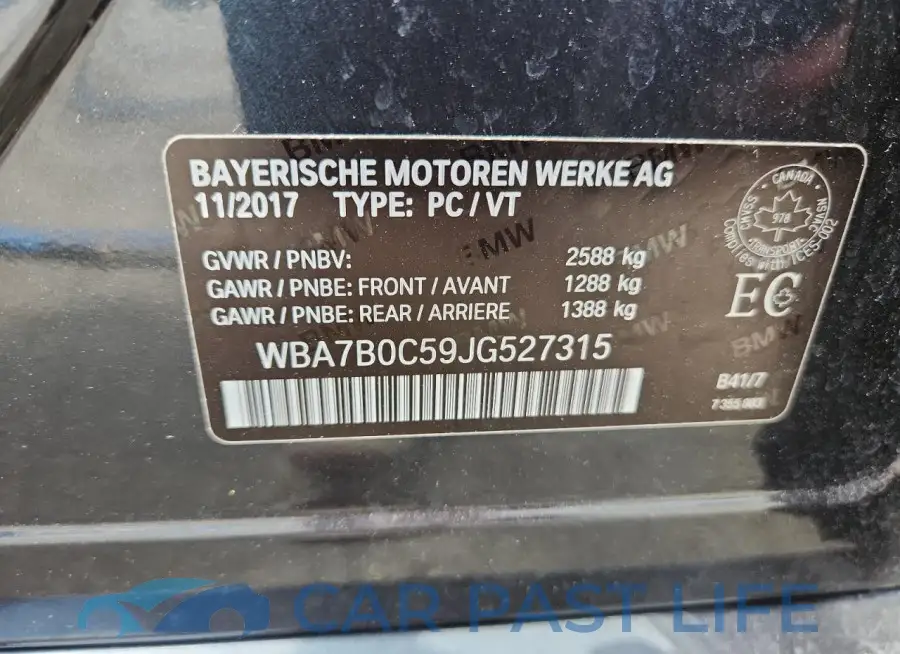 WBA7B0C59JG527315# 13