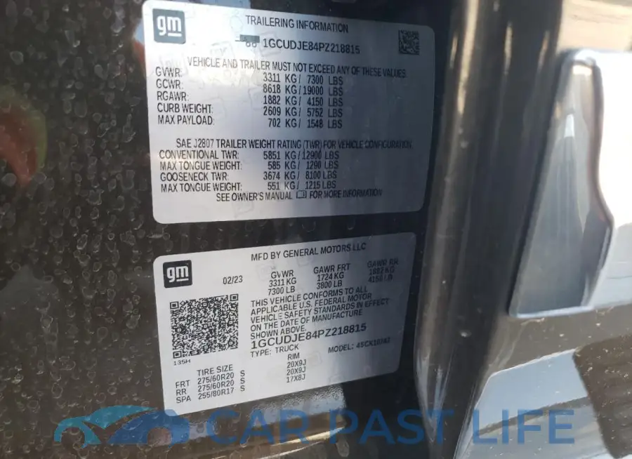 1GCUDJE84PZ218815# 12