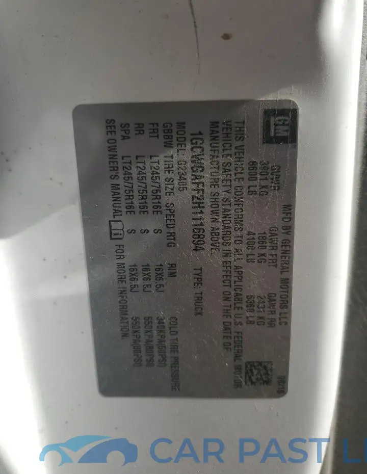 1GCWGAFF2H1116894# 13