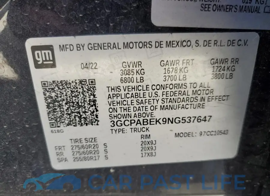 3GCPABEK9NG537647# 12