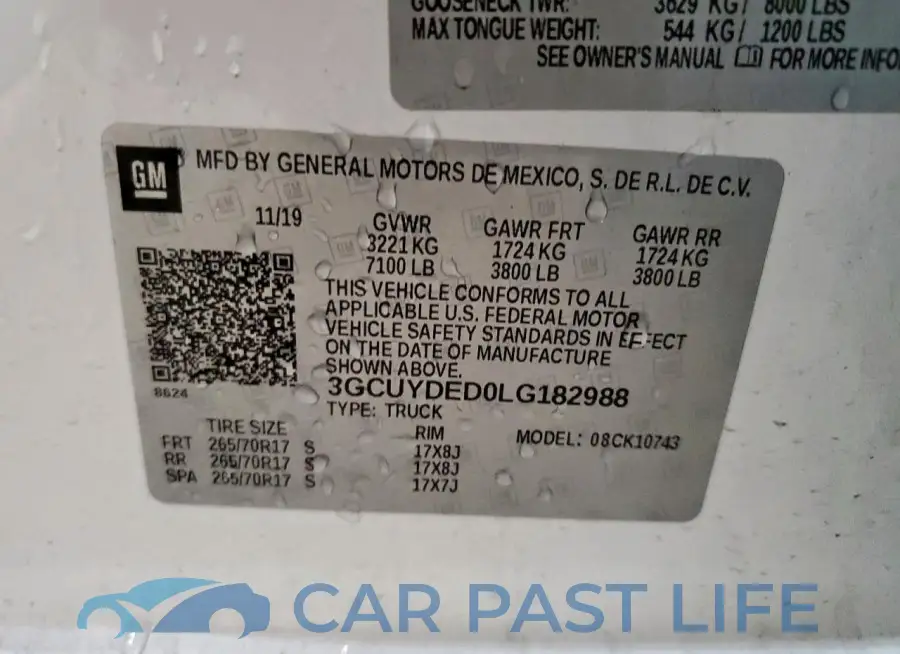 3GCUYDED0LG182988# 12