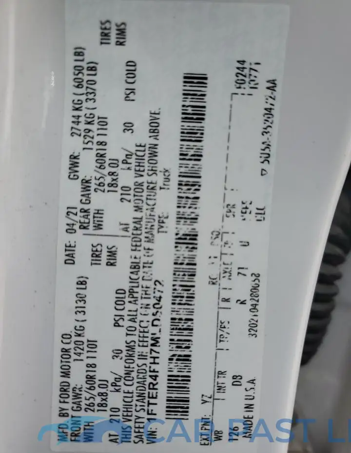 1FTER4FH7MLD50472# 12