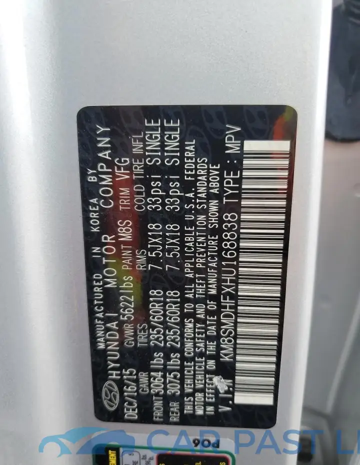 KM8SMDHFXHU168838# 12