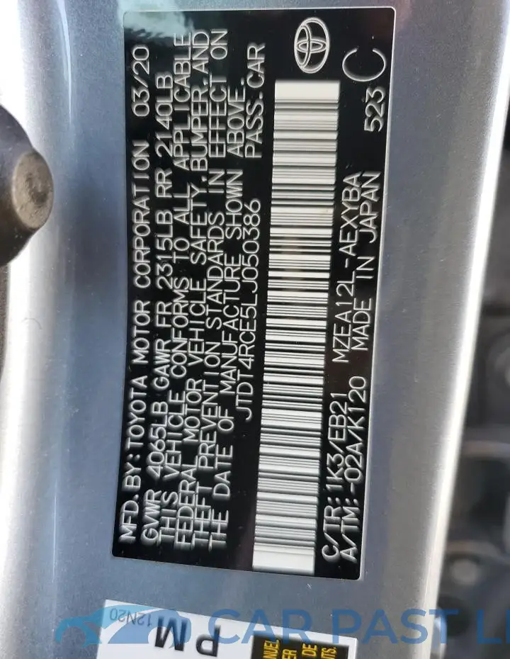 JTDT4RCE5LJ050386# 12