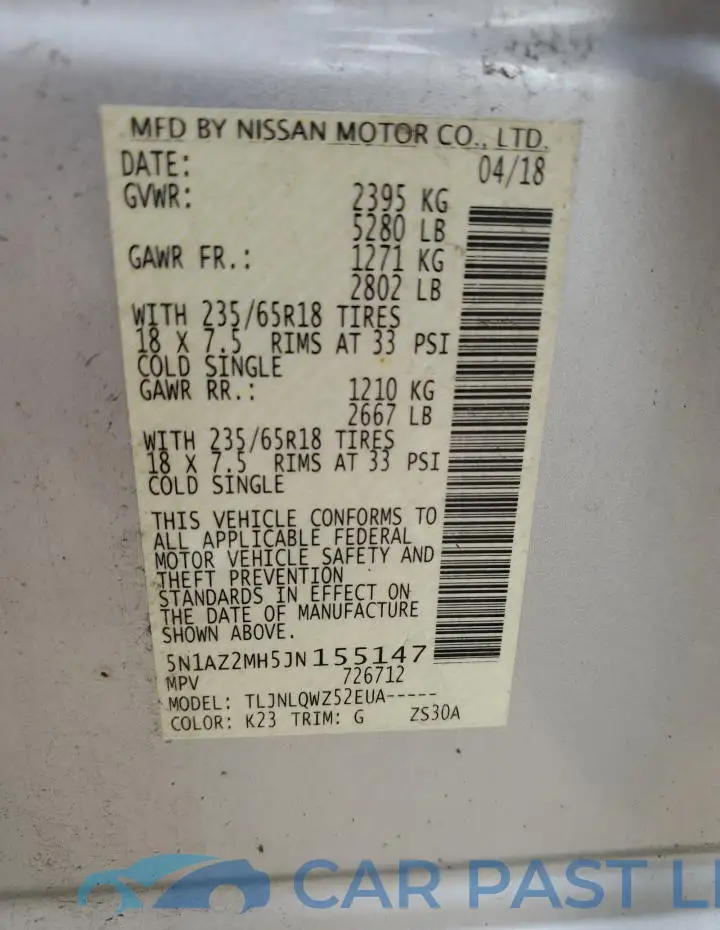 5N1AZ2MH5JN155147# 13